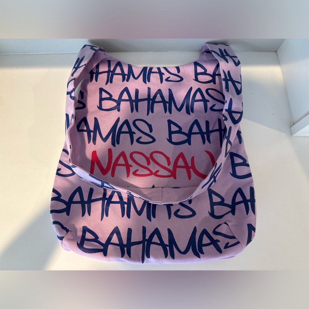 Nassau Bahamas Purple & Coral Glitter Tote Bag